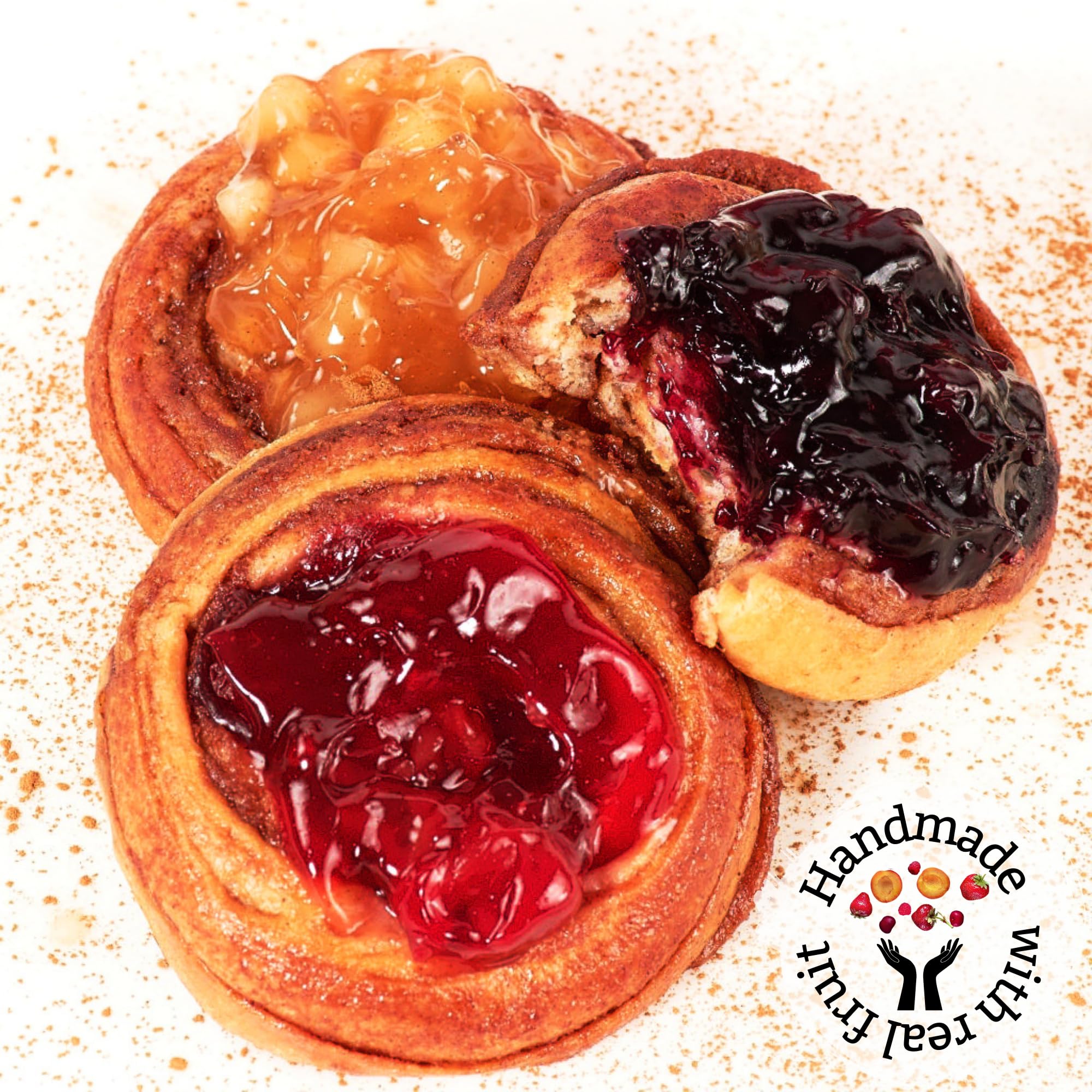 Plated Stern's Bakery danishes styled for breakfast showing ready-to-serve appeal