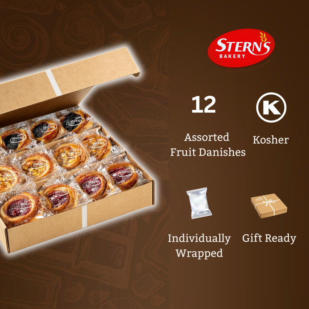 Close-up of Stern's Bakery fruit danish showing flaky texture and fruit filling