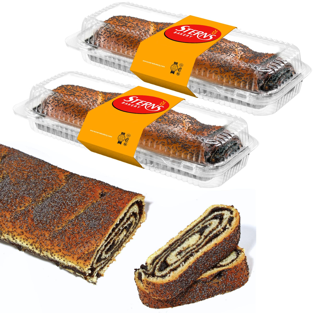 Stern's Bakery front packaging showing two 16 oz loaves and freshness seal