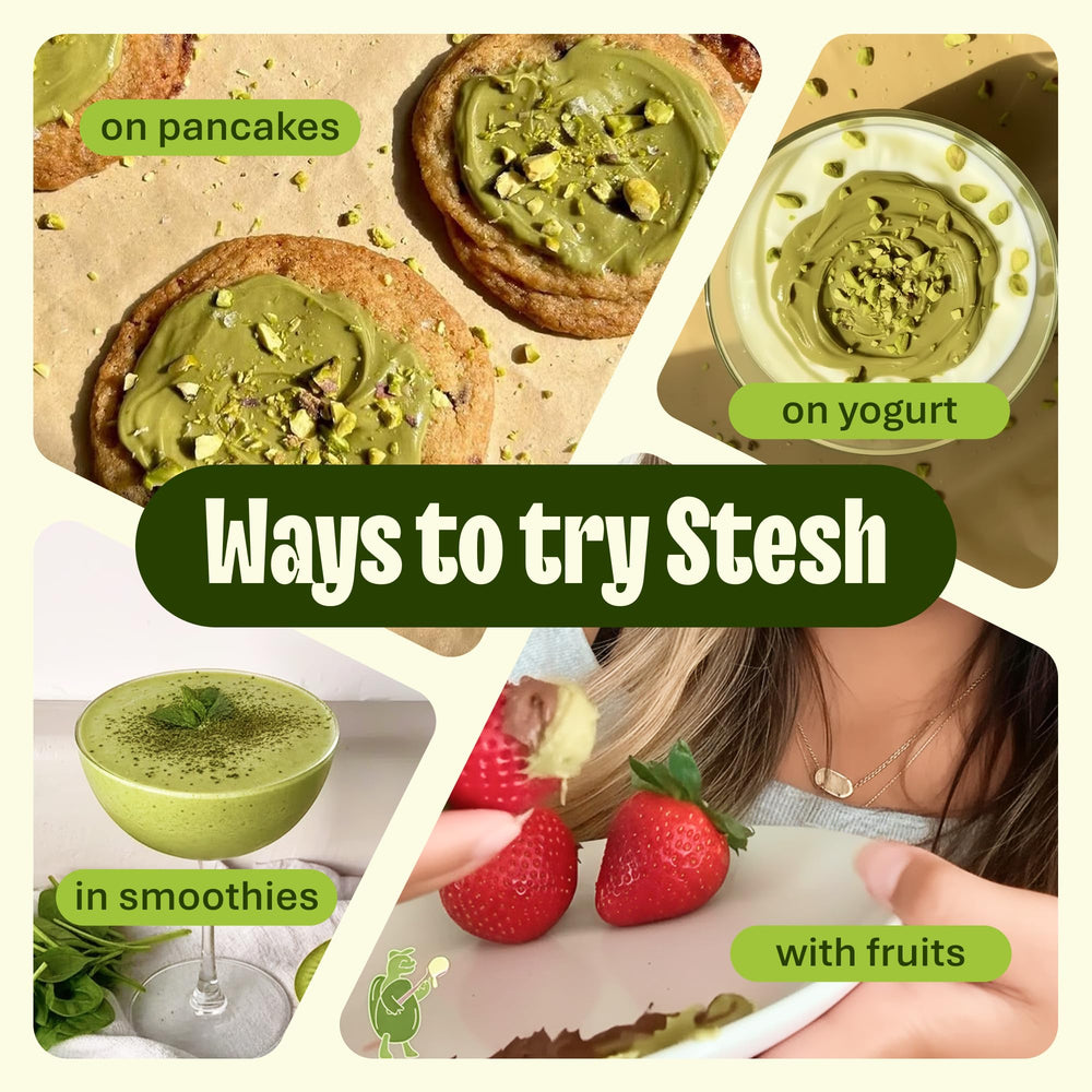 Stesh jar in hand demonstrating jar size and convenient portioning
