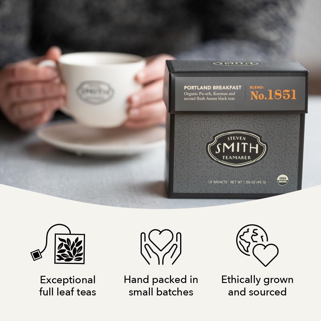STEVEN SMITH TEAMAKER compostable sachet material close-up showing eco-friendly benefit