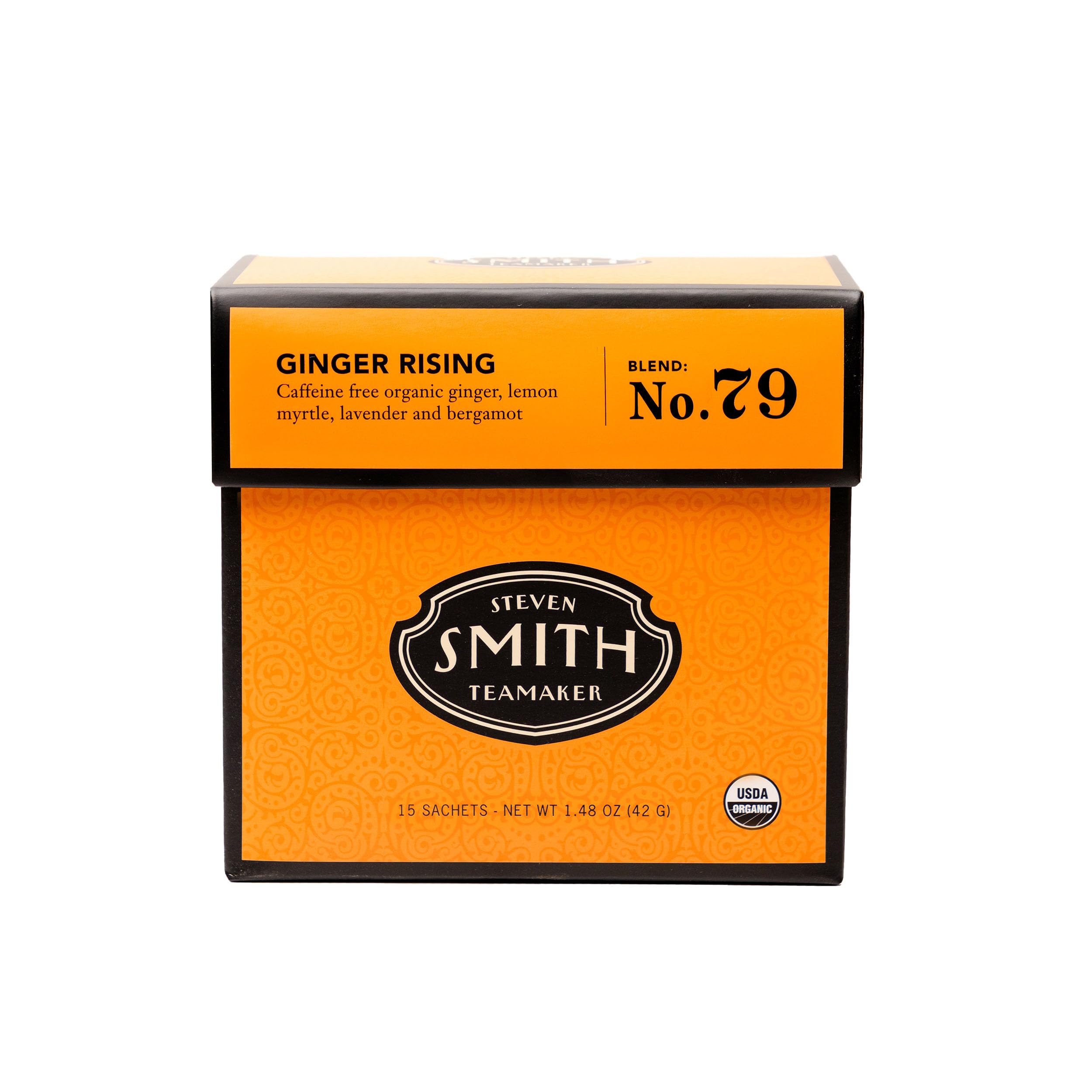 STEVEN SMITH TEAMAKER front packaging showing Ginger Rising No. 79 and benefits