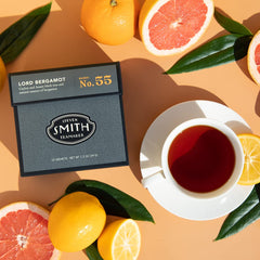 Steven Smith Teamaker brewed cup of Earl Grey highlighting bright color and aromatic benefit