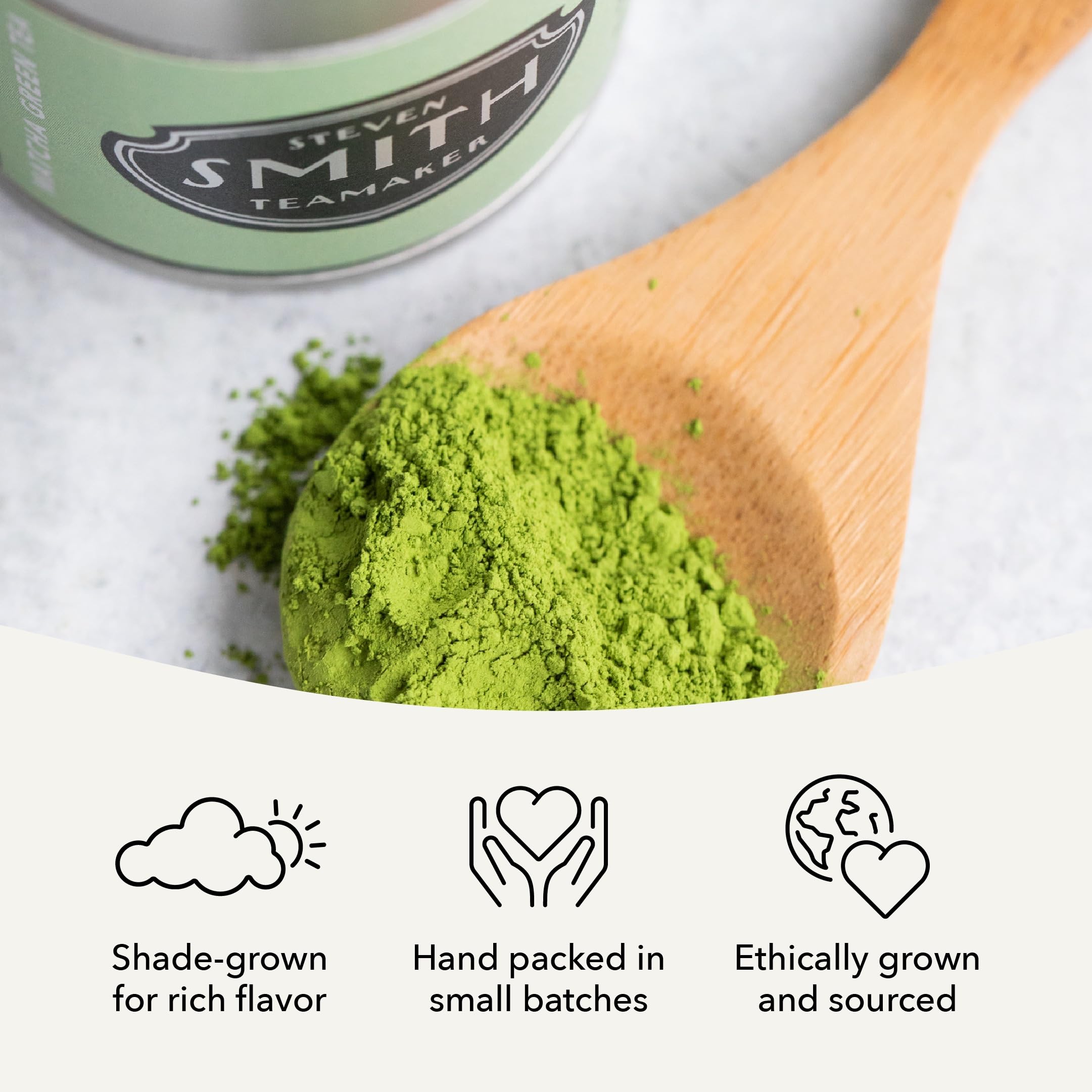 STEVEN SMITH TEAMAKER close-up of fine matcha texture for smooth whisking