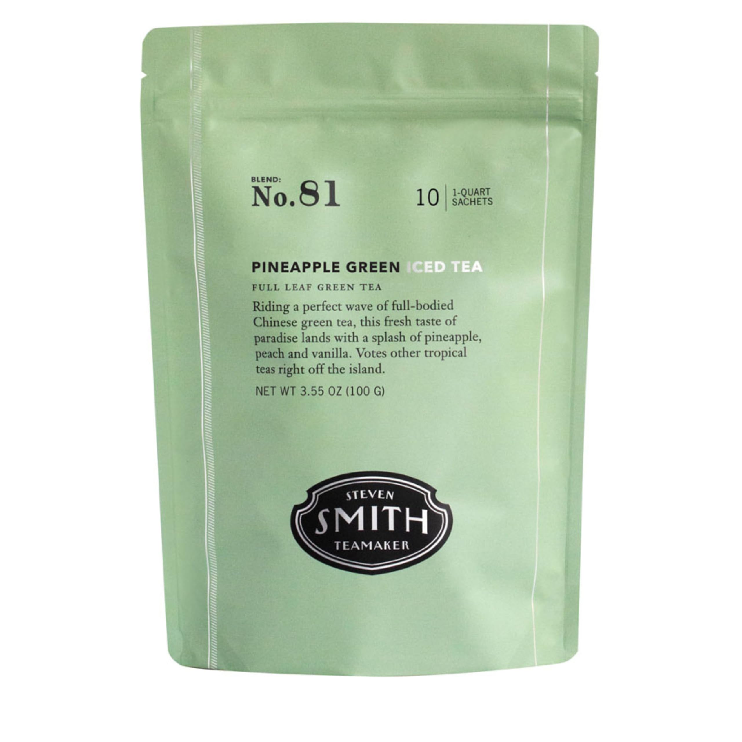 STEVEN SMITH TEAMAKER front packaging of Pineapple Green iced tea, clear description and benefit