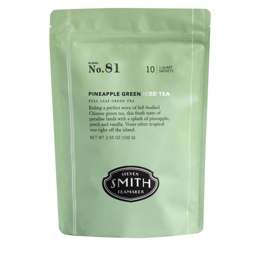 STEVEN SMITH TEAMAKER front packaging of Pineapple Green iced tea, clear description and benefit