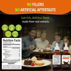 Stevia Select dropper close-up releasing a drop for precise, mess-free measurement