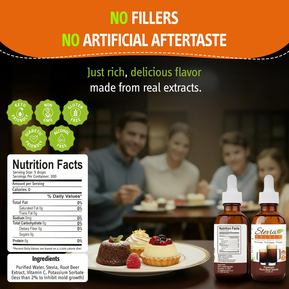 Stevia Select dropper close-up highlighting precise dosing and convenience