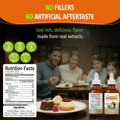 Stevia Select dropper dispensing precise drops for controlled sweetness