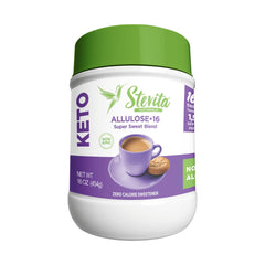 Stevita front packaging showing Allulose-16 jar and benefits