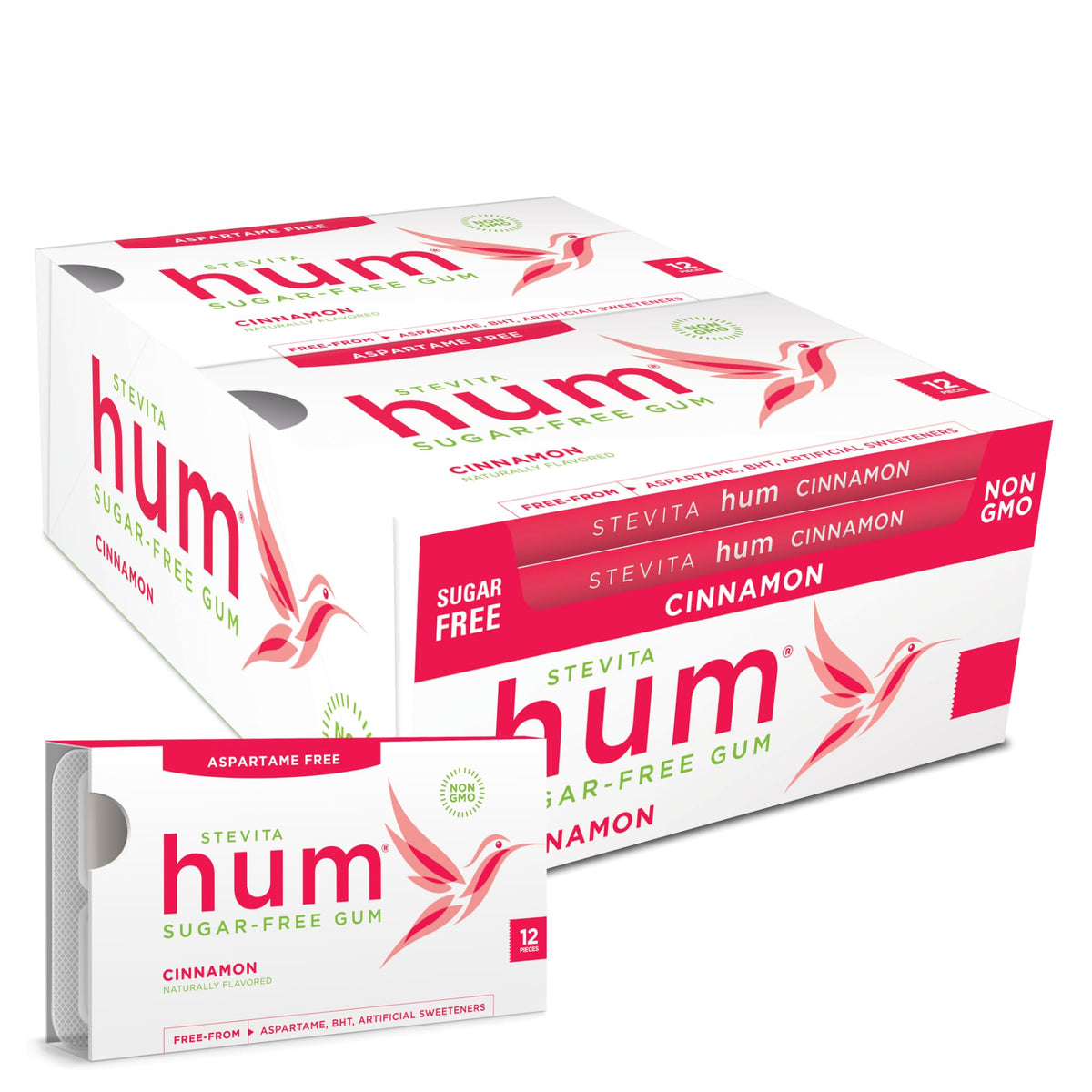 Stevita front packaging showing cinnamon gum and brand clarity for quick identification