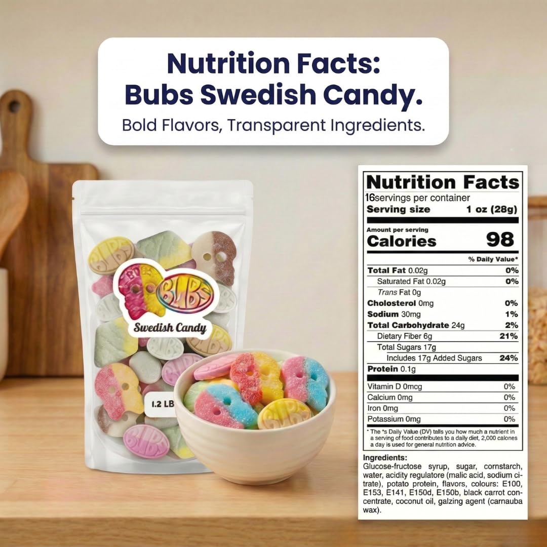 STEYDA BUBS label showing ingredients and vegan/gluten-free notes for clarity