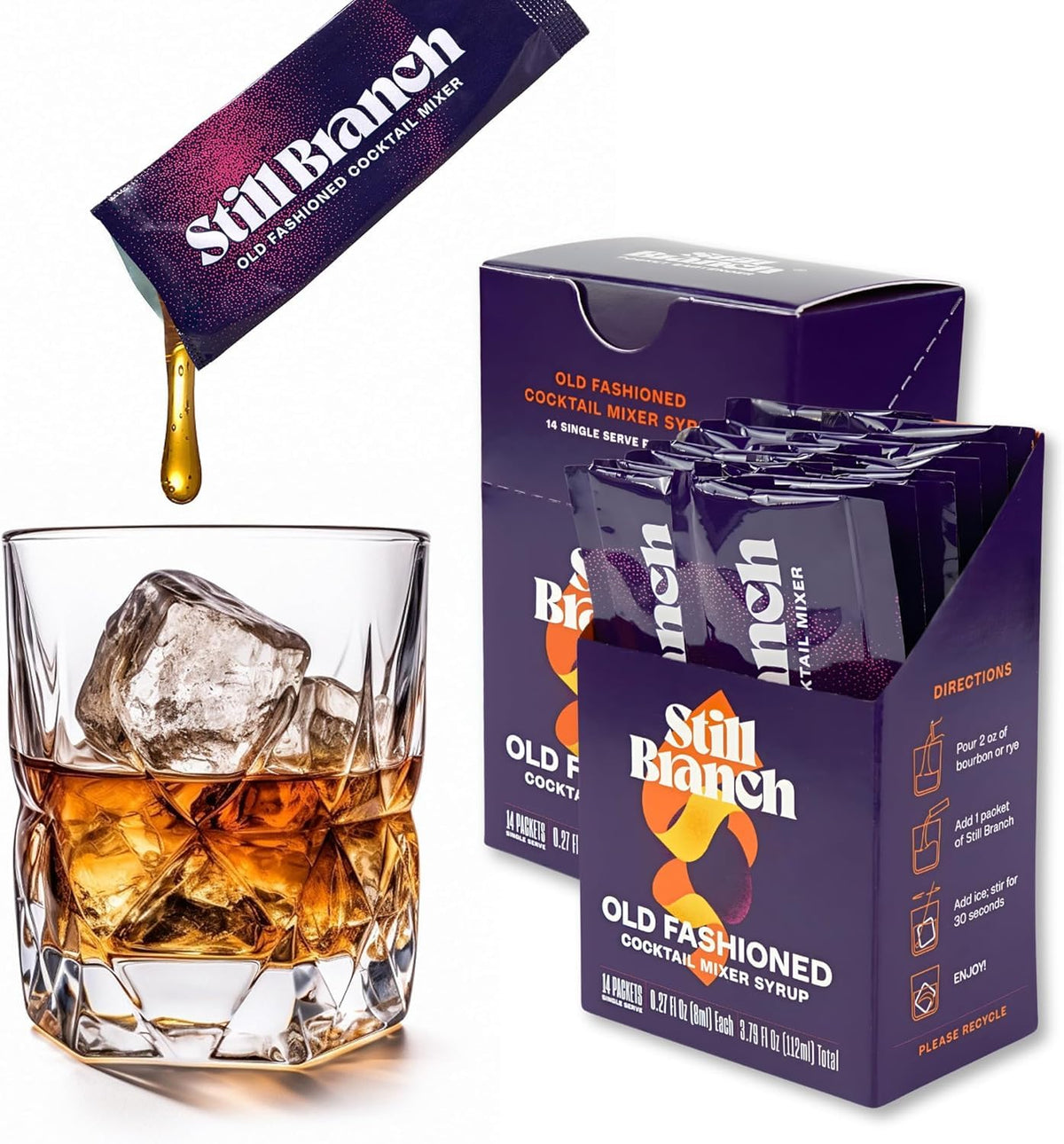 Still Branch front packaging showing 28 packets and brand benefit