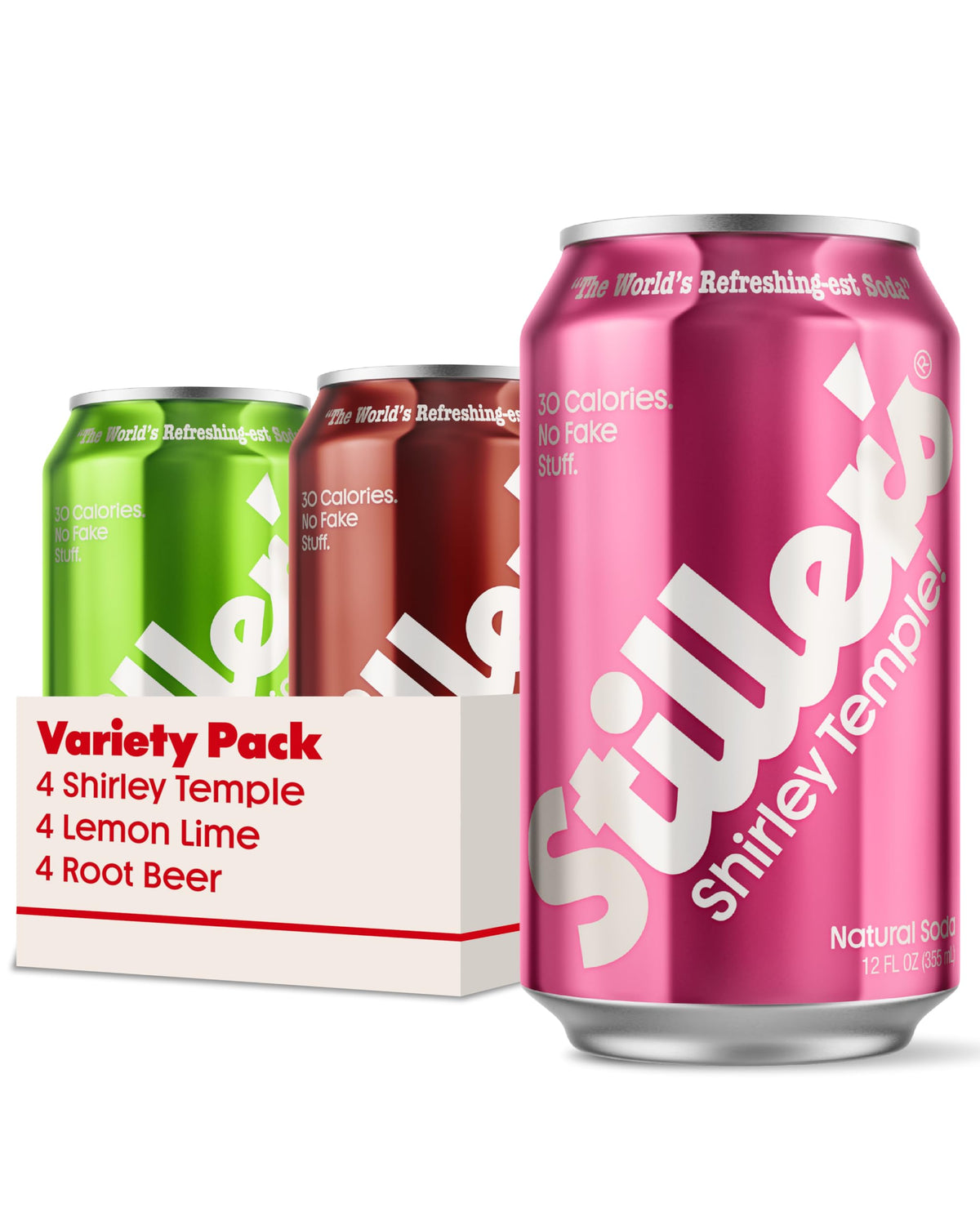 STILLER'S variety pack front view showing three flavors and packaging benefit