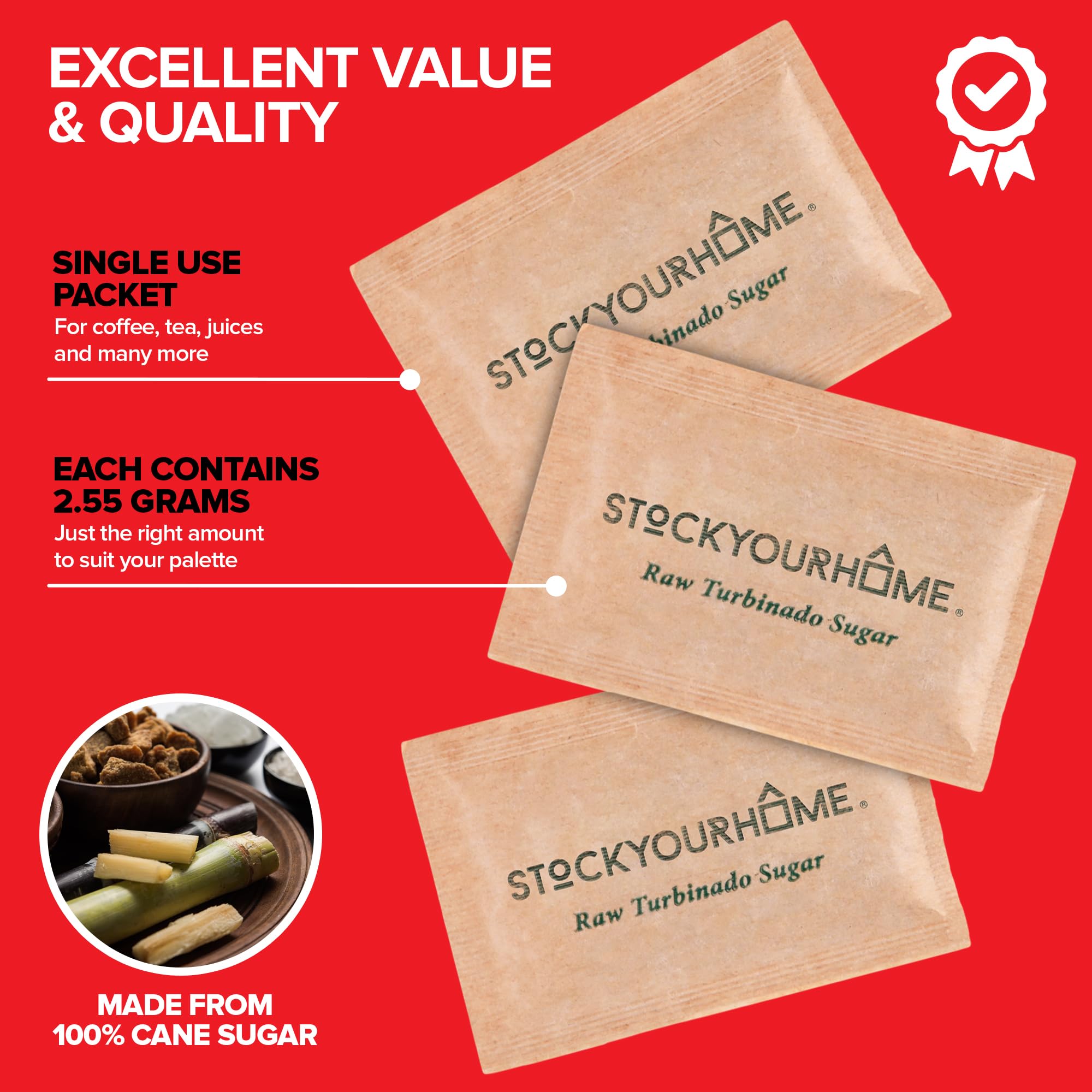 Stock Your Home turbinado sugar granules texture showing natural sweetness