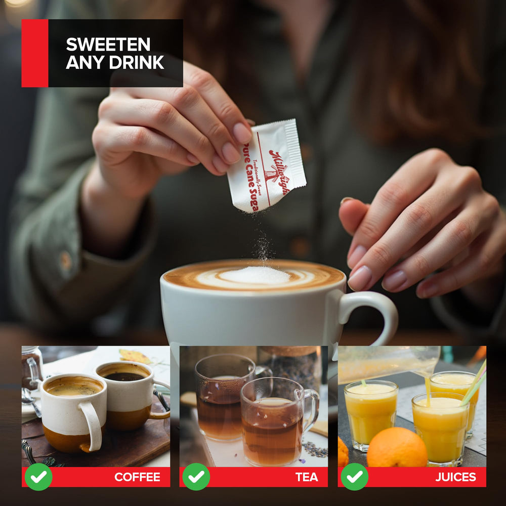 Stock Your Home packet beside a coin to show true size and easy single-serve portioning