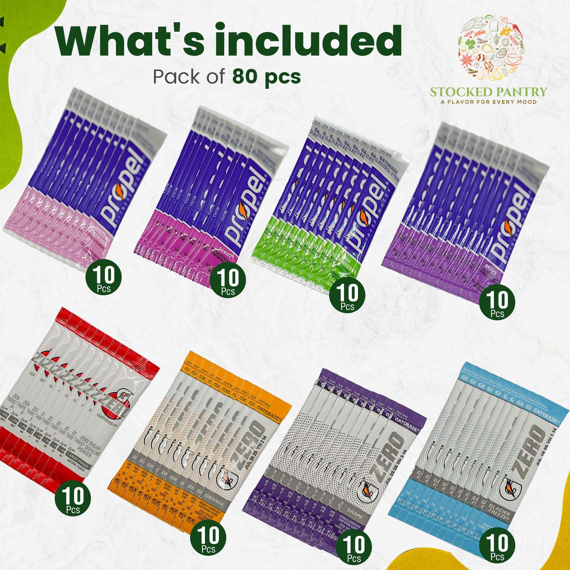 Stocked Pantry single-serve packet close-up highlighting flavor labeling and portability