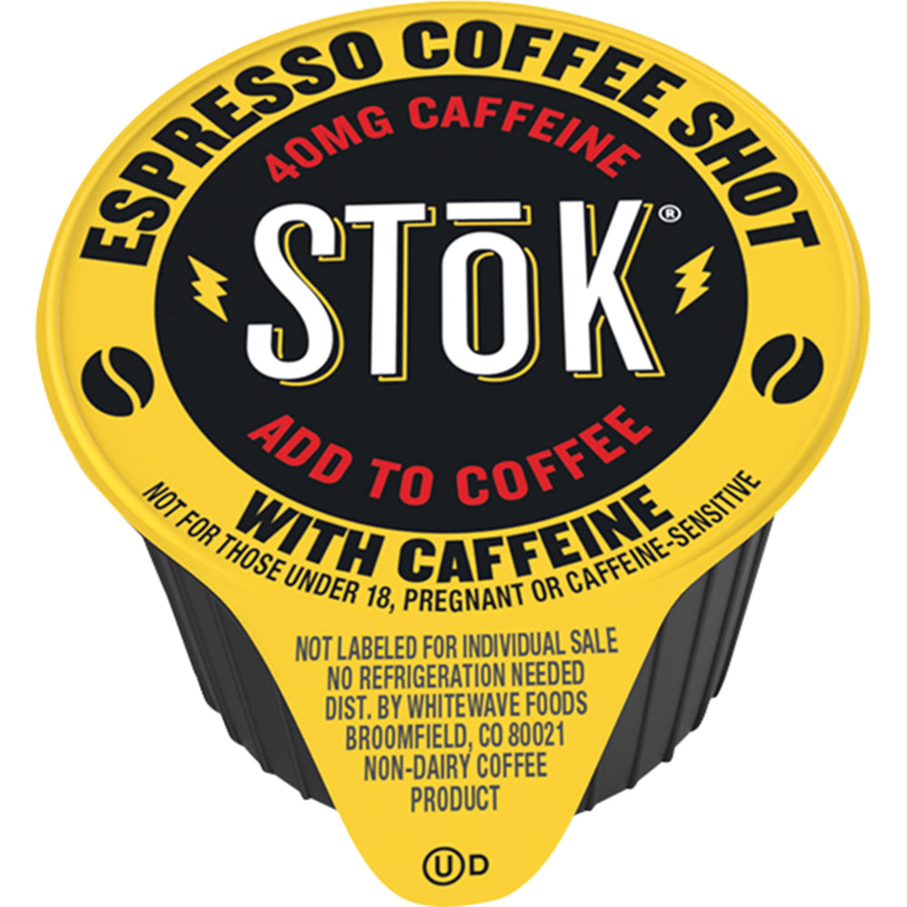 SToK front box of espresso shots showing packaging and quantity for easy stocking