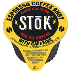 SToK front box of espresso shots showing packaging and quantity for easy stocking