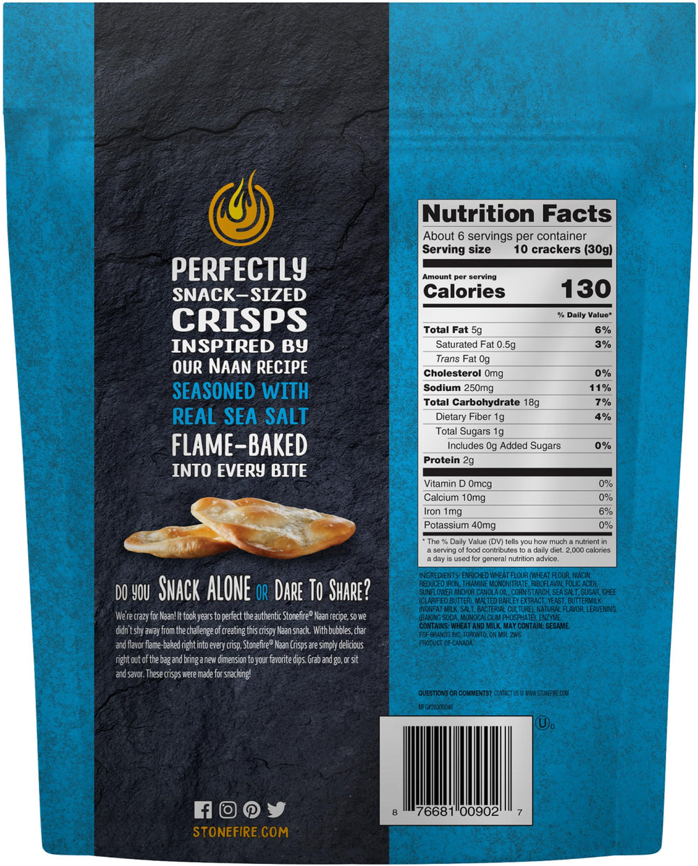 Stonefire package label detail showing ingredient cues and flavor transparency