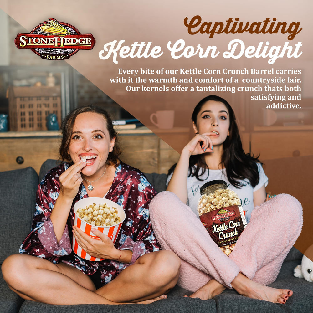 Stonehedge Farms popcorn in a bowl at a movie night, conveys party-ready crunch