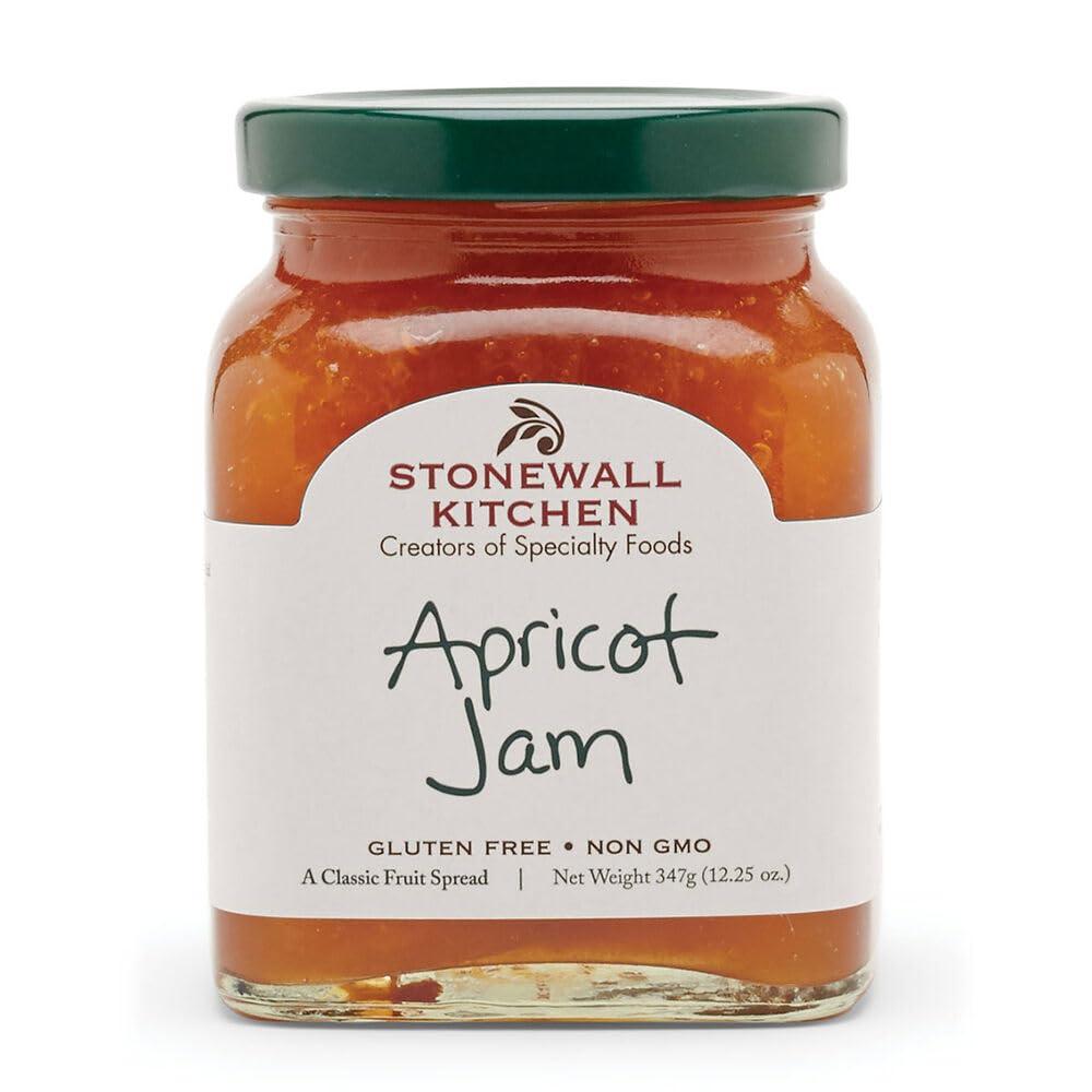 Stonewall Kitchen apricot jar close-up showing textured preserve and bright flavor benefit