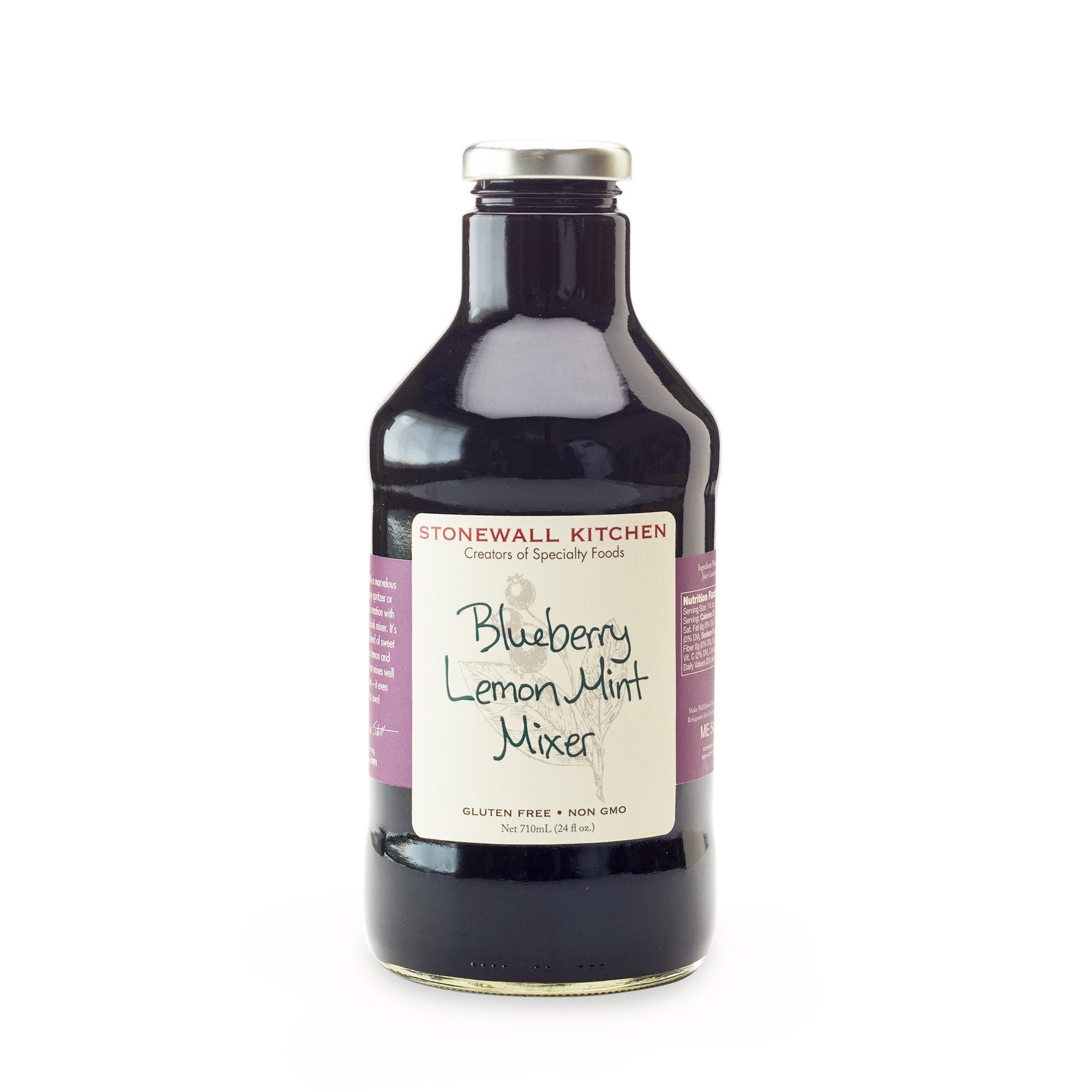 Stonewall Kitchen mixer front label showing blueberry lemon mint and serving suggestion benefit