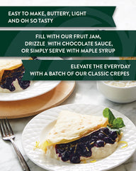 Stonewall Kitchen batter close-up showing smooth texture for even, easy-to-pour crepes