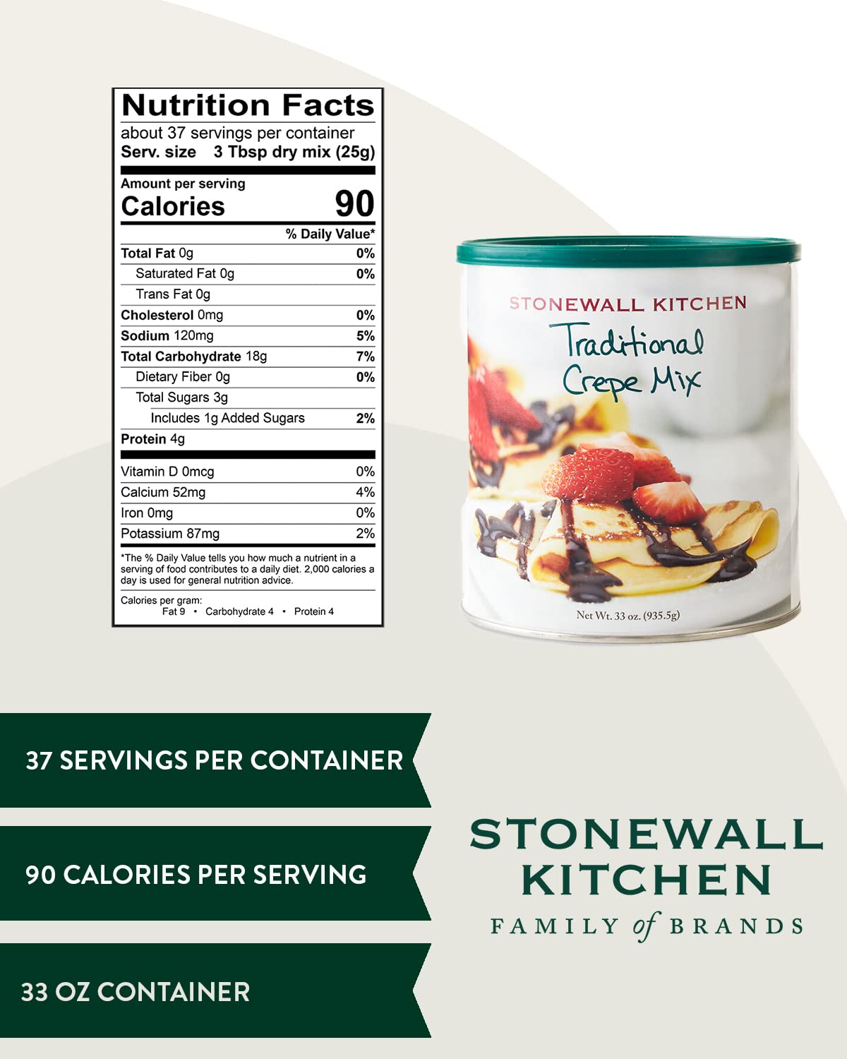Stonewall Kitchen cooked crepes stacked on plate showing thin, flexible layers perfect for folding