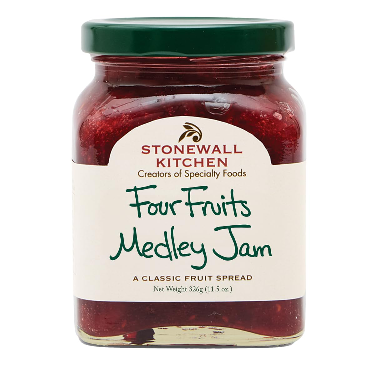 Stonewall Kitchen front jar view showing label and 11.5 oz size, highlights premium quality