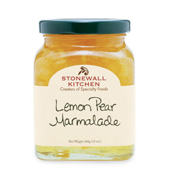 Stonewall Kitchen lemon pear marmalade front label shows jar and brand benefit