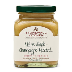 Stonewall Kitchen jar front view showing gourmet maple champagne mustard for versatile cooking