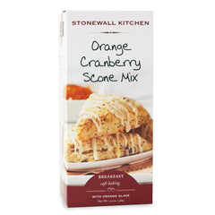 Stonewall Kitchen front packaging showing orange cranberry scone mix and convenience