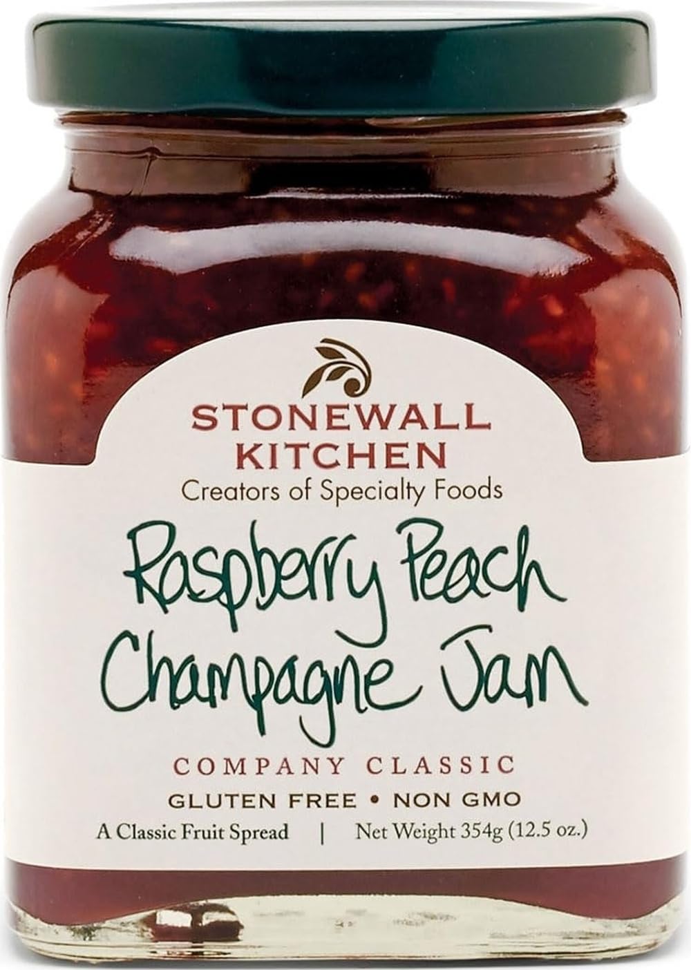 Stonewall Kitchen jar front showing jam and elegant label, gifting appeal