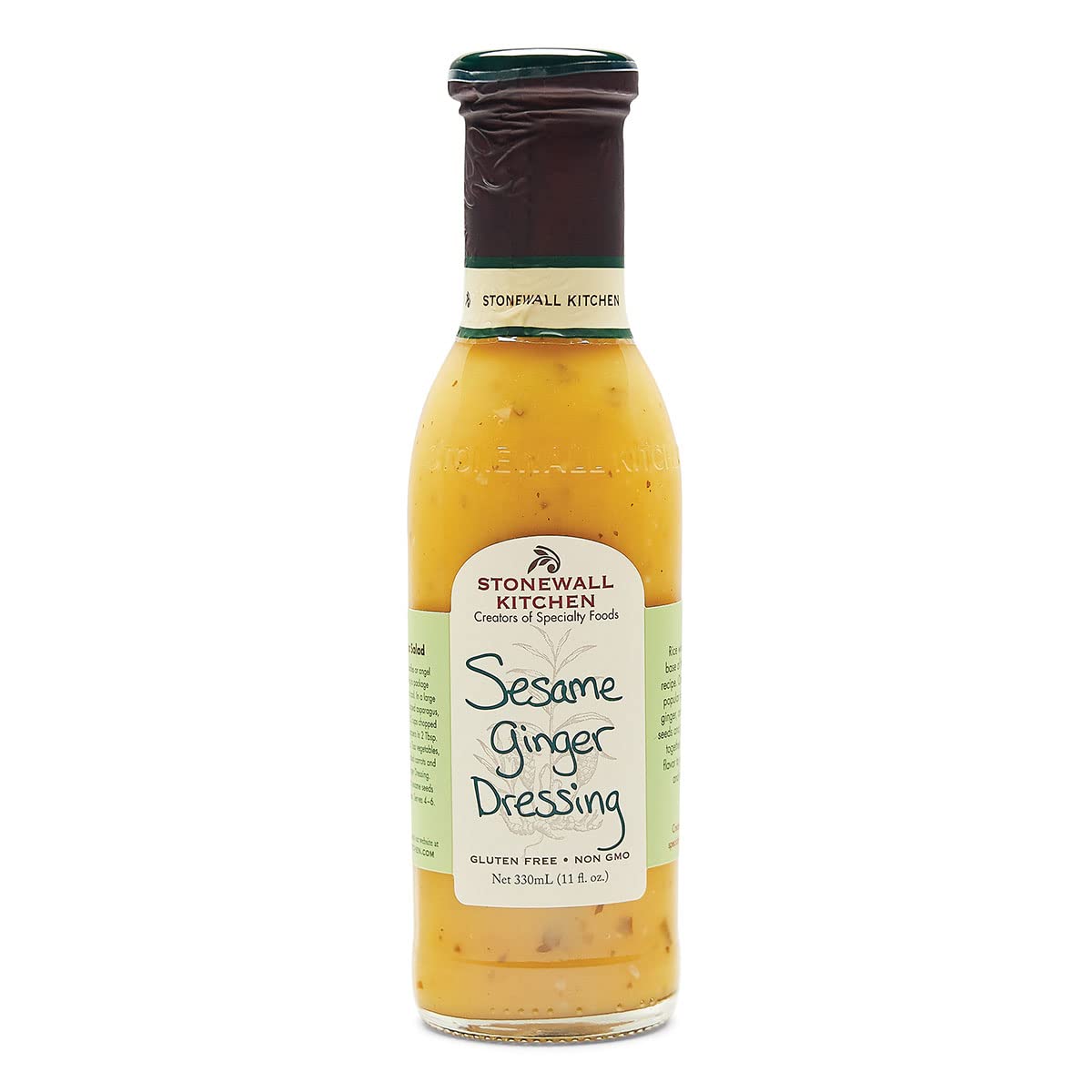 Stonewall Kitchen front bottle view showing sesame ginger dressing, ready to dress salads