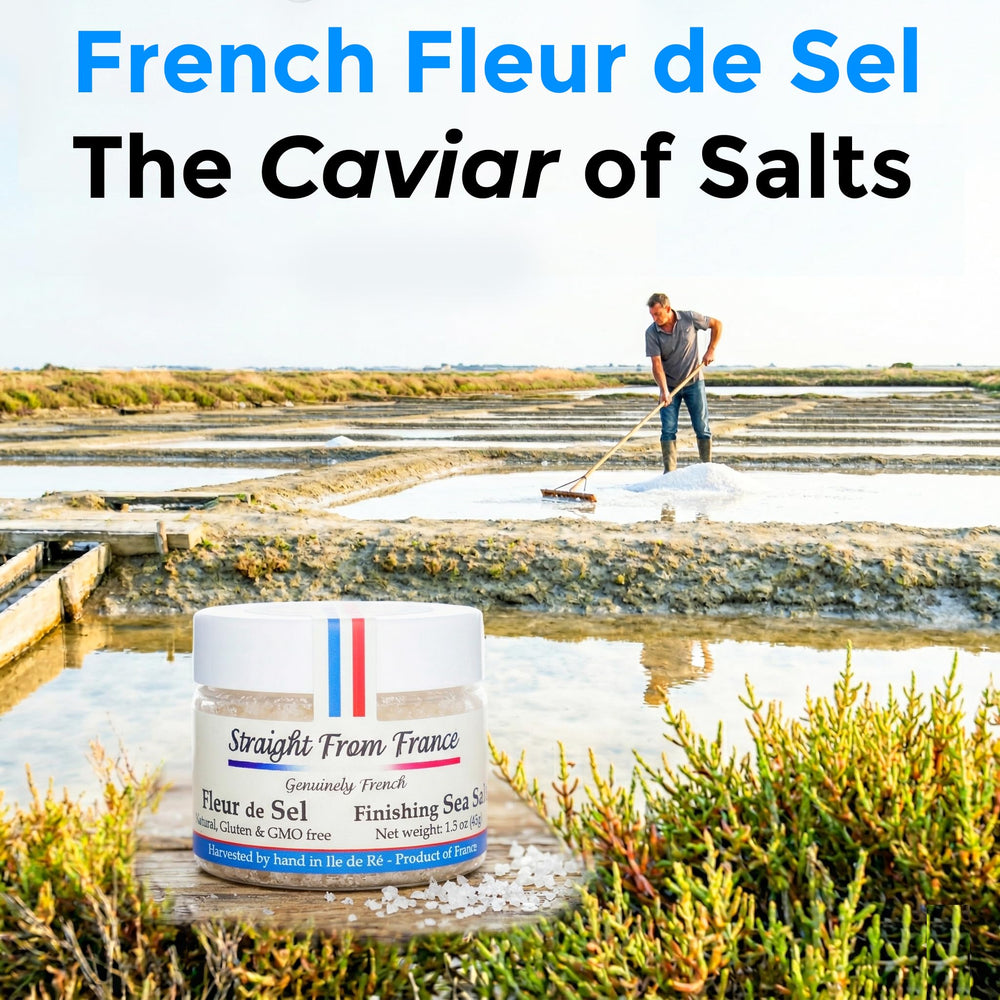 Straight from France fleur de sel in kitchen scene illustrating gourmet finishing touch benefit