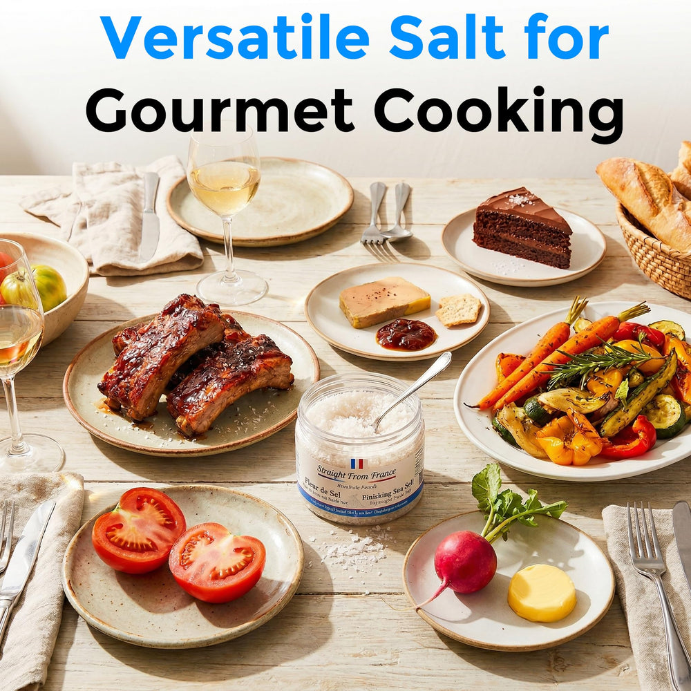 Straight from France sprinkled fleur de sel on grilled fish adding bright finish and flavor benefit