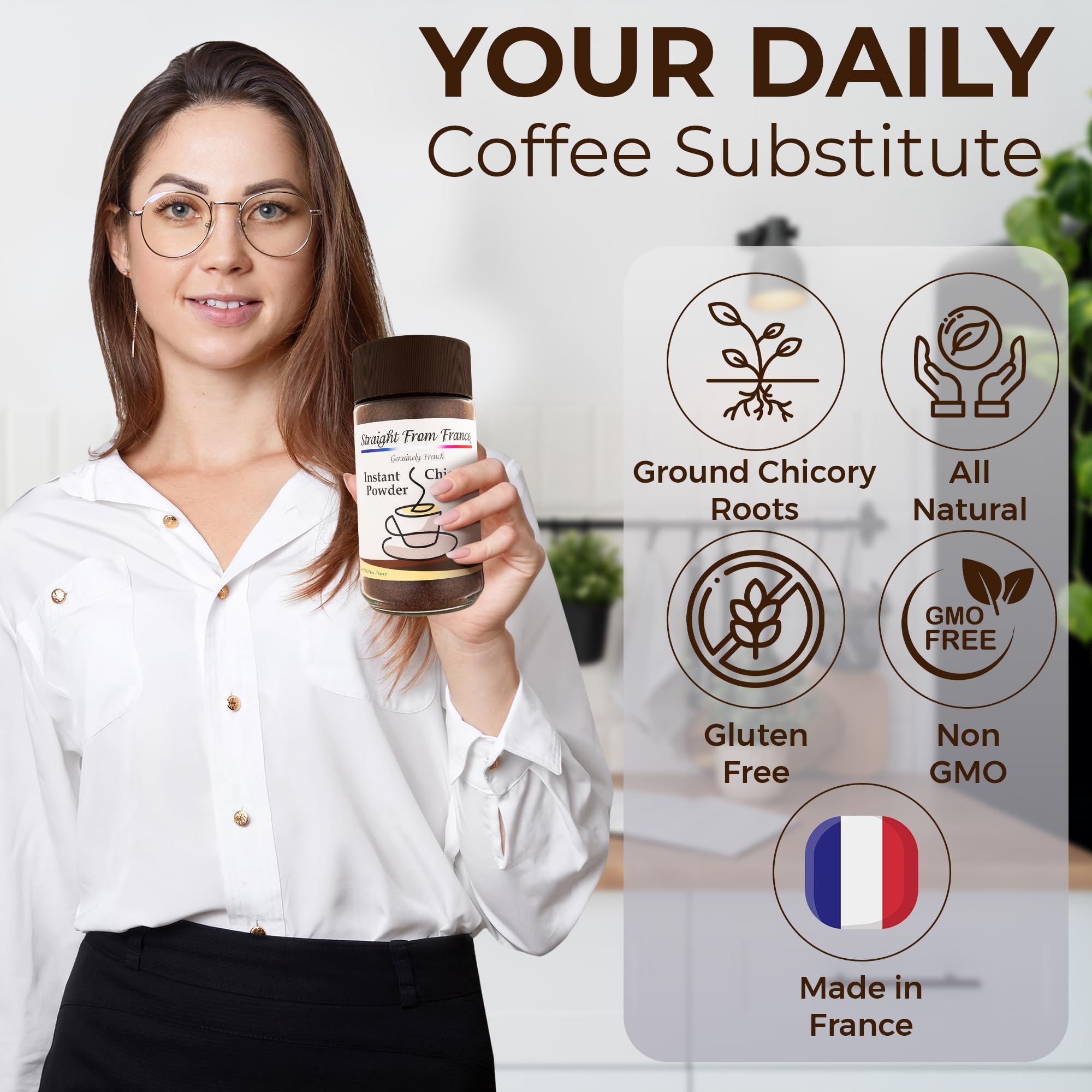 Straight from France prepared cup of chicory demonstrating warm aroma