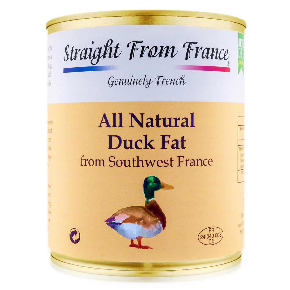 Straight from France jar front showing pure duck fat and clear packaging benefit clarity