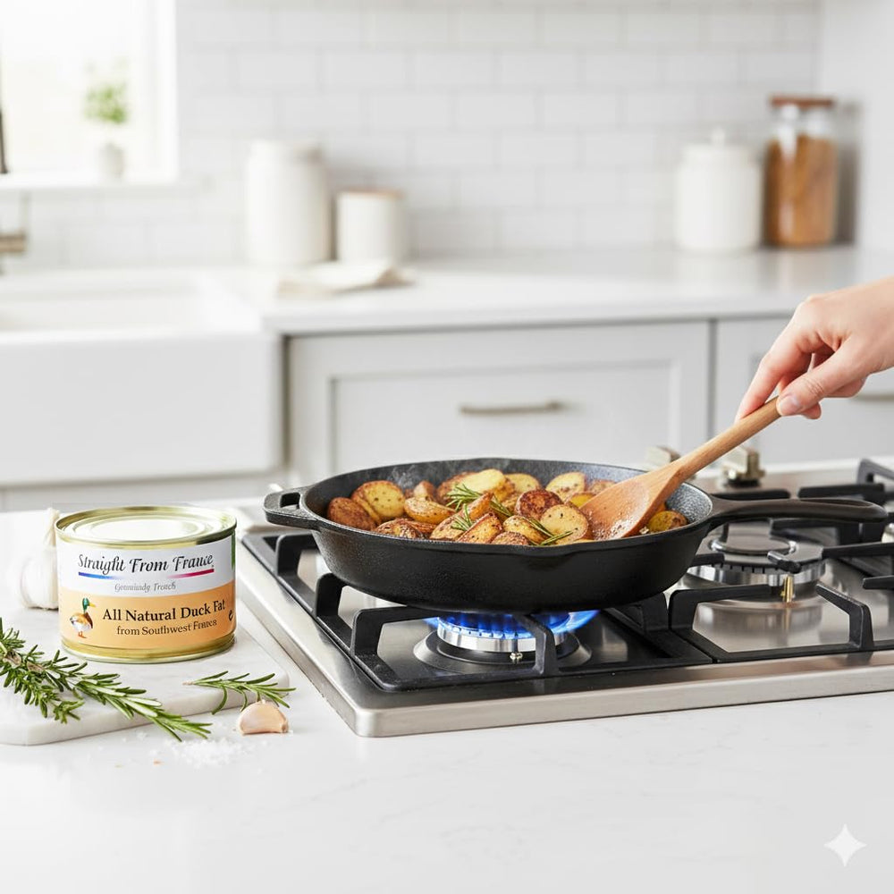 Straight from France kitchen lifestyle scene showing jar in use for everyday cooking convenience