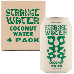 Strange Water front can showcasing brand and pure hydration benefits
