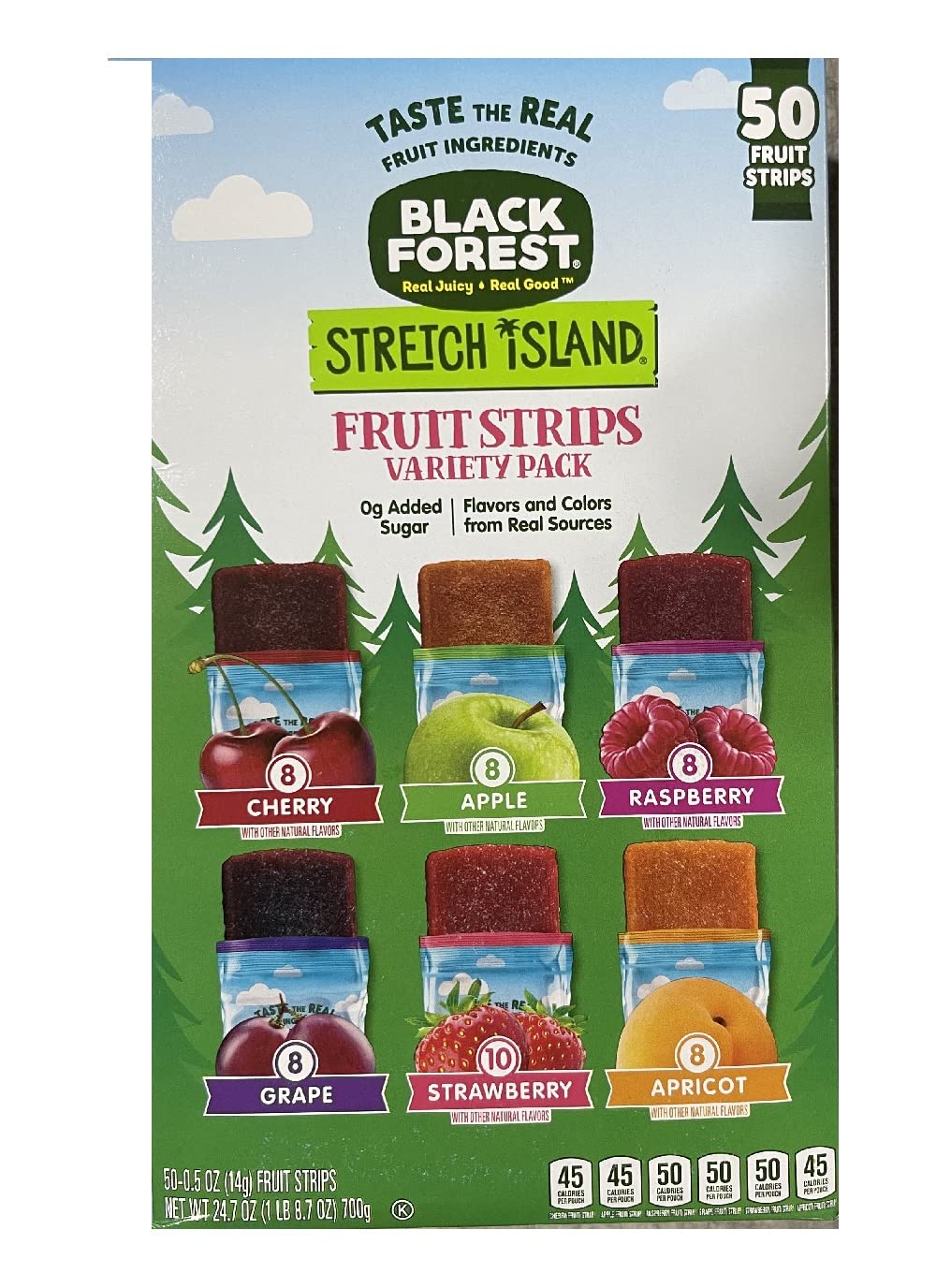 Stretch Island front packaging showing variety pack and 50-count benefit