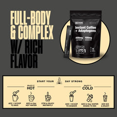 Strong Coffee Company stirred hot cup illustrating fast mixability and aroma