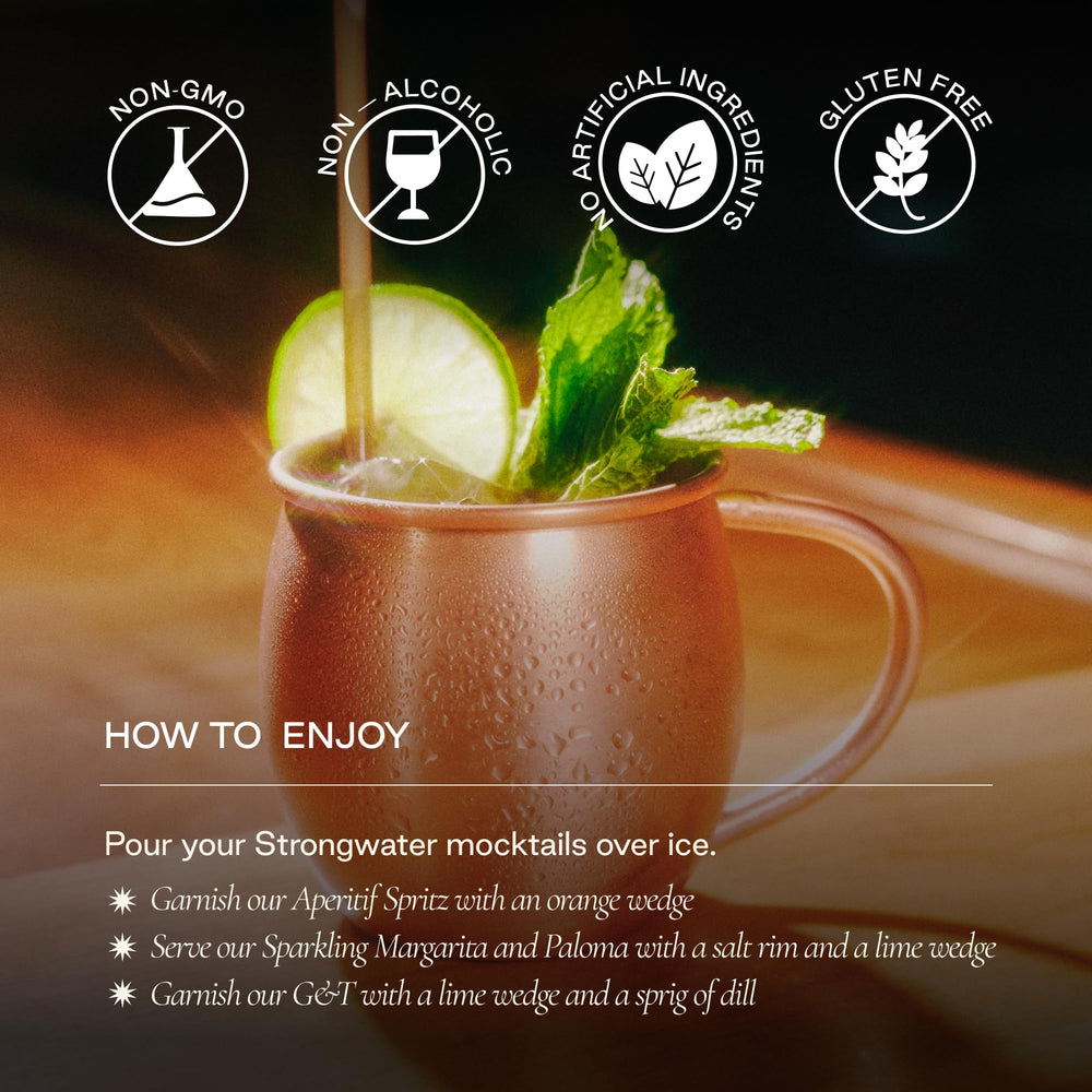 Strongwater fresh botanicals and fruit conveying real-ingredient quality