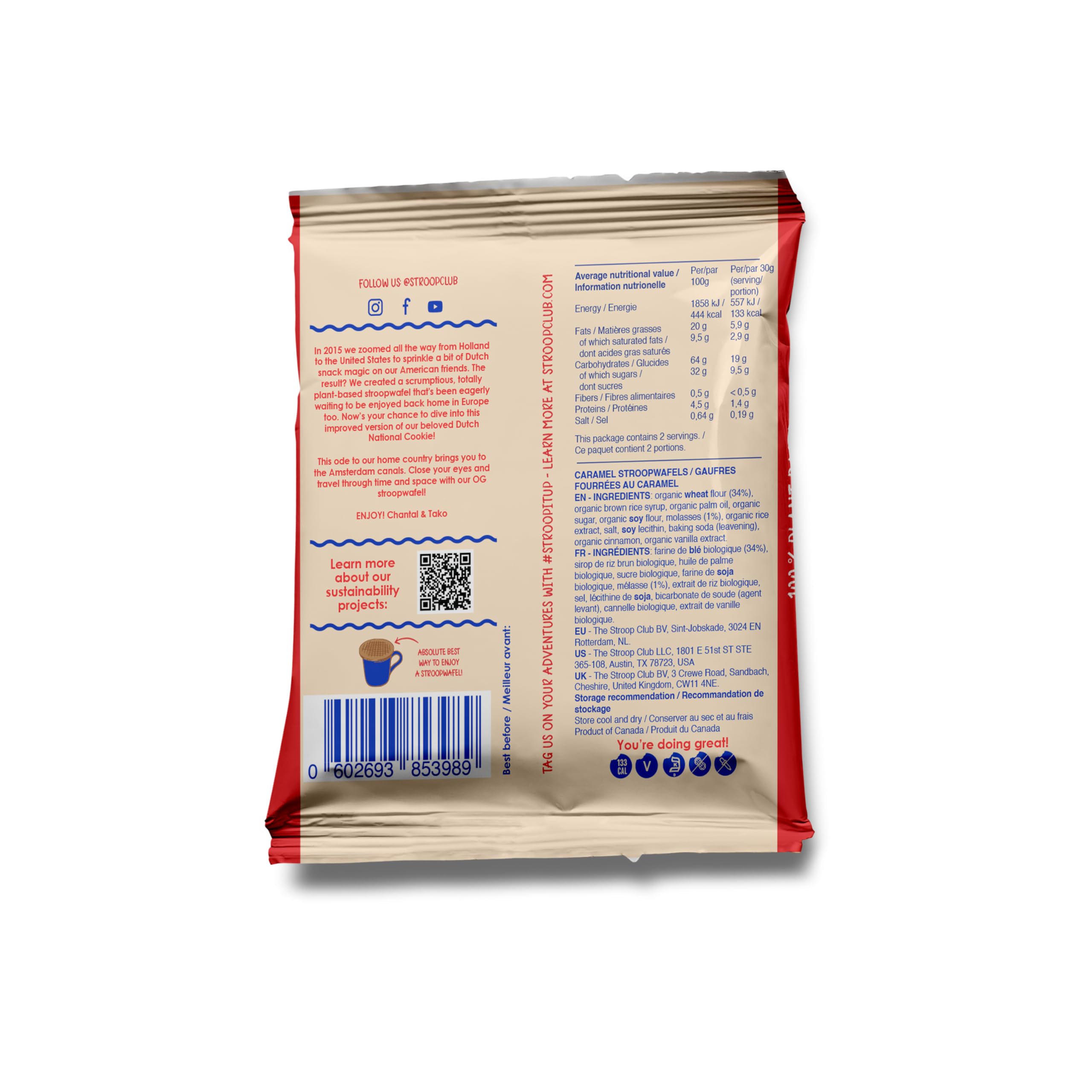 Stroop Club twin pack beside a hand for scale, emphasizing portable portion control