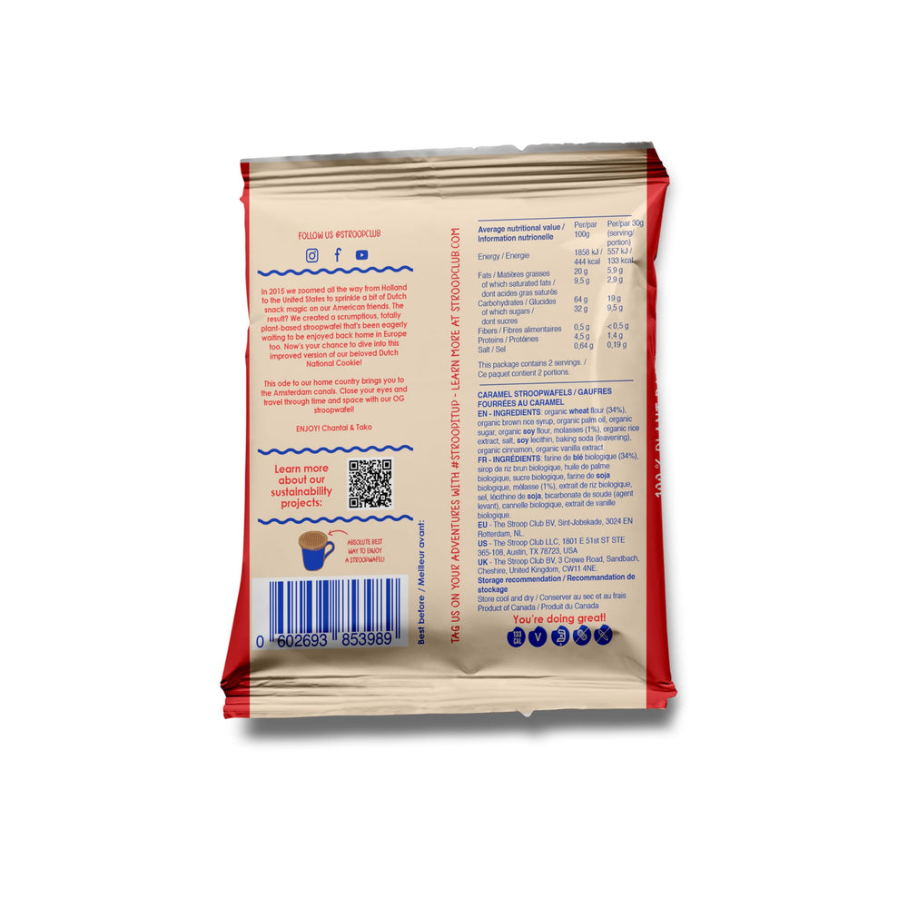 Stroop Club twin pack beside a hand for scale, emphasizing portable portion control