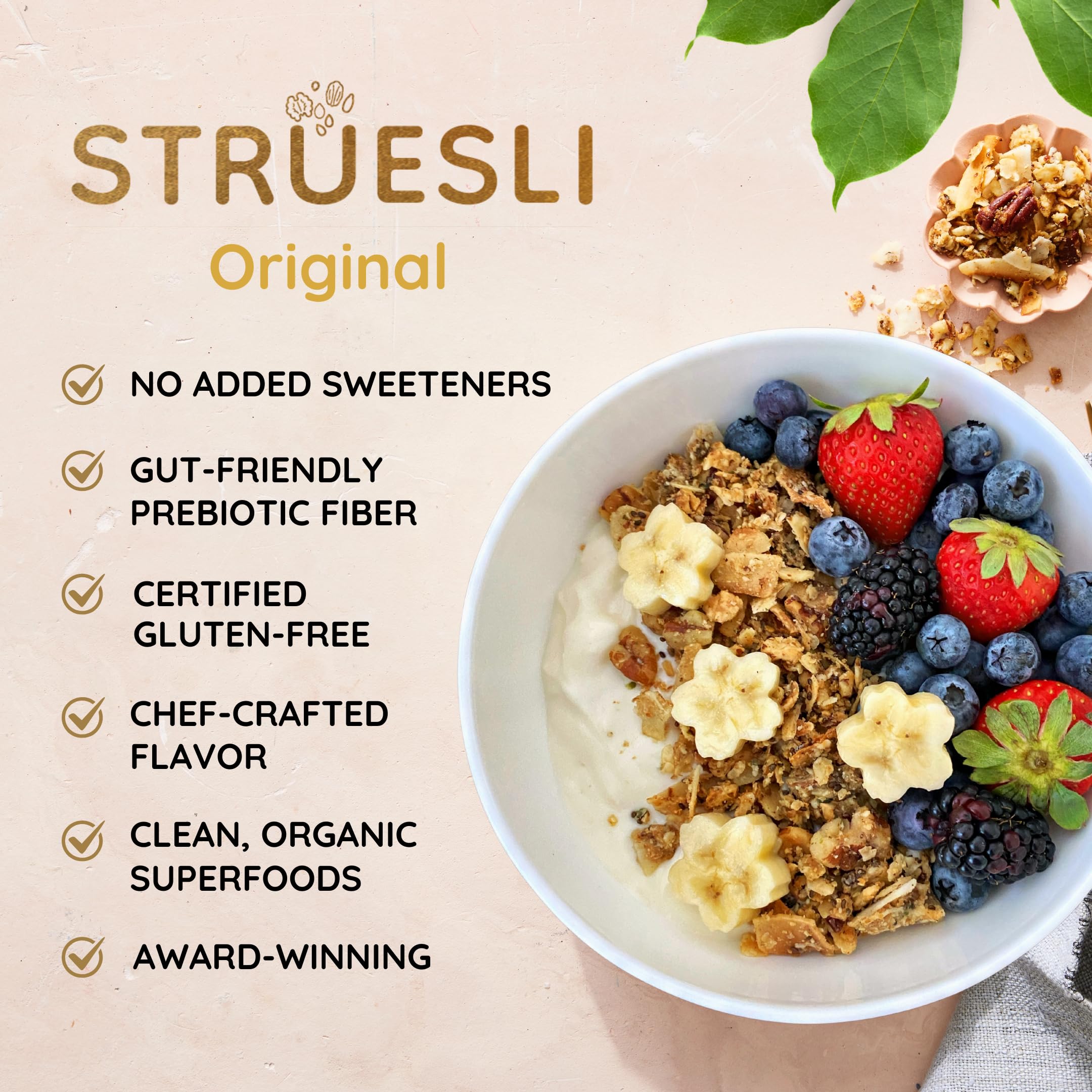 Struesli on pancakes topping illustrates versatile use and extra texture
