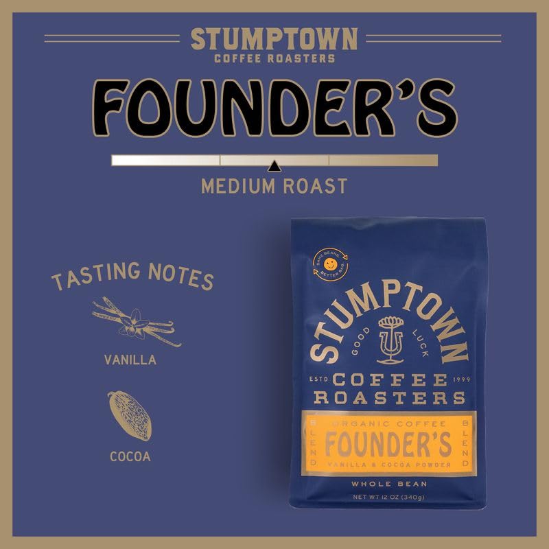 Close-up of Stumptown whole beans showing texture and roast clarity for freshness