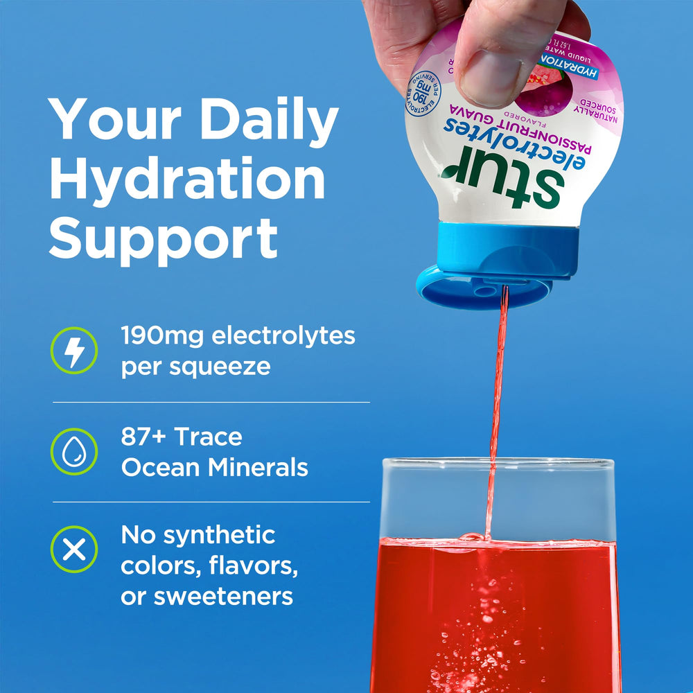 Close-up of Stur label highlighting electrolytes and vitamin C content