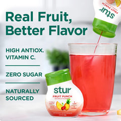 Stur close-up of bottle label highlighting natural flavor focus